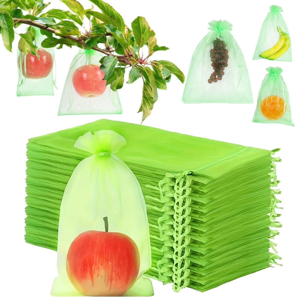 Grow Bag - 100 Bolsas Protectoras Verdes con Cierre,