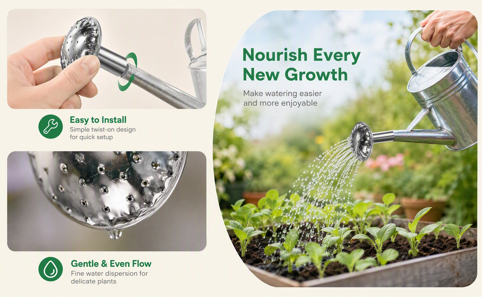 Watering Can - Cabezal de pulverizador de acero inoxidable