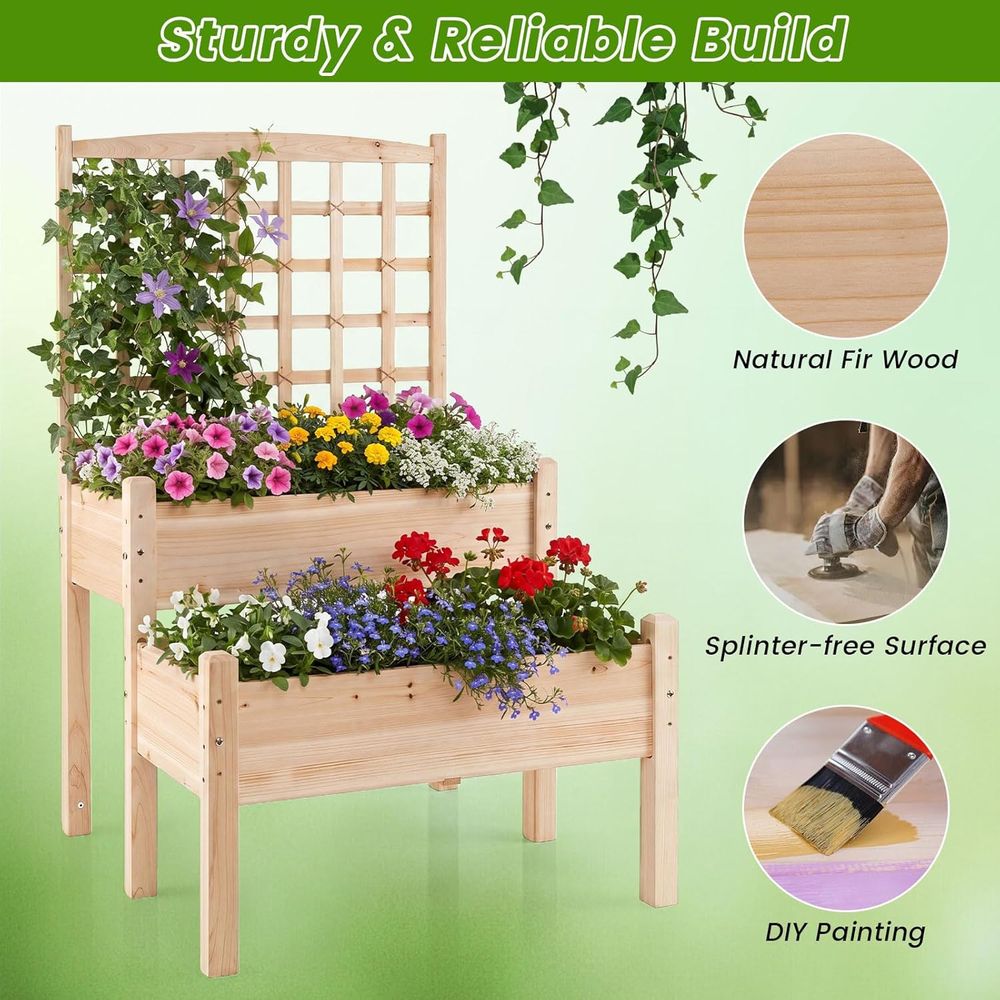 Jardinera elevada con trellis, - Raised Garden Bed reseña y precio
