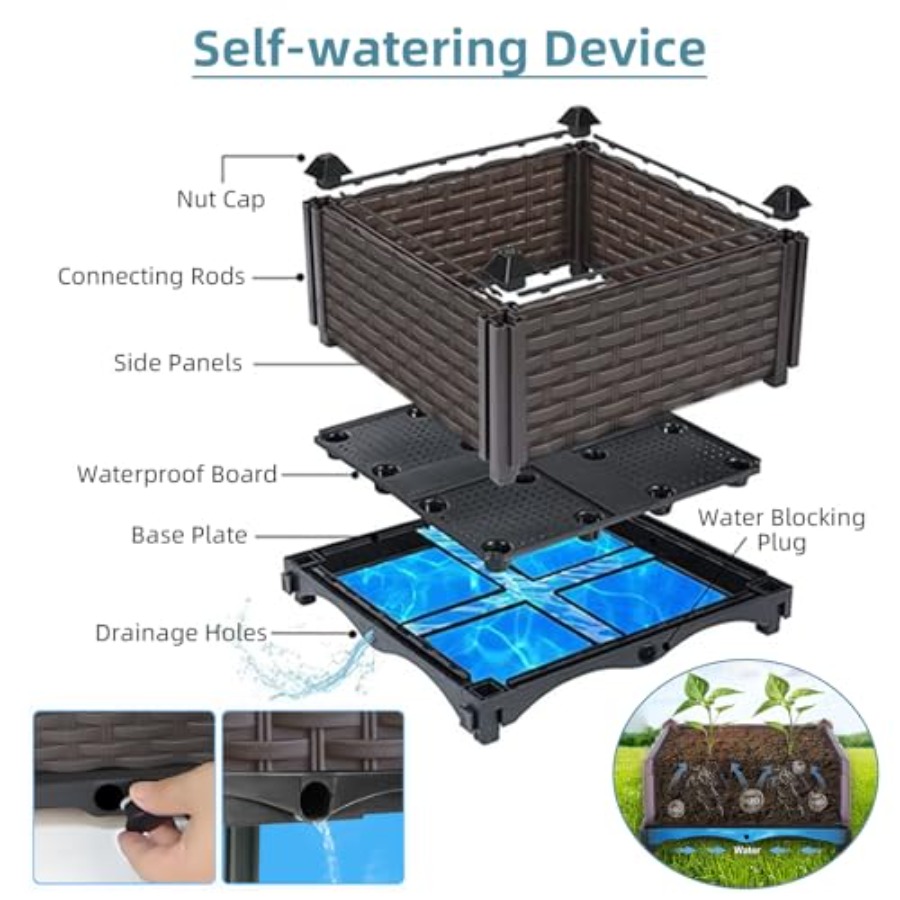 Jardinera elevada de exterior  - Self Watering Planter reseña y precio